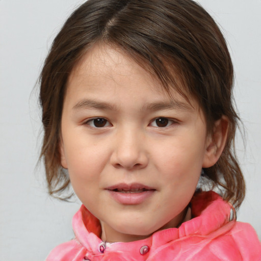 Neutral white child female with medium  brown hair and brown eyes