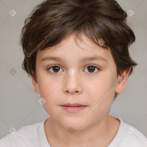 Neutral white child female with short  brown hair and brown eyes