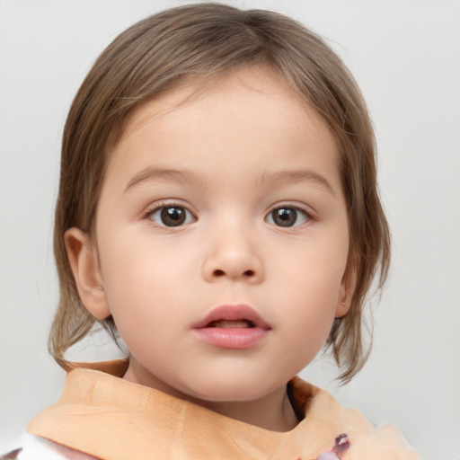 Neutral white child female with medium  brown hair and brown eyes