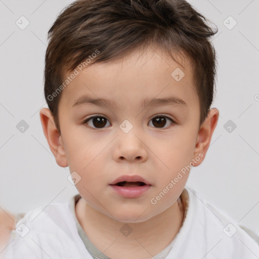 Neutral white child male with short  brown hair and brown eyes