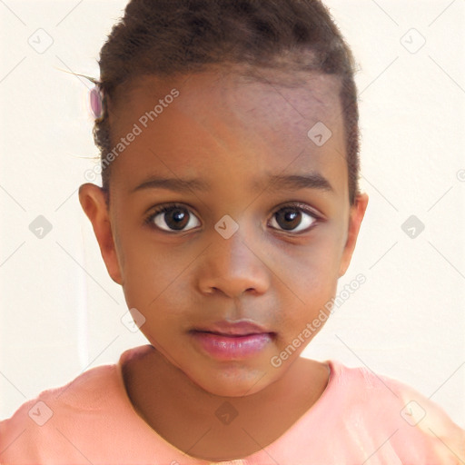 Neutral white child female with short  brown hair and brown eyes