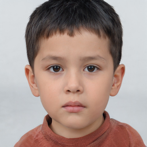 Neutral white child male with short  brown hair and brown eyes