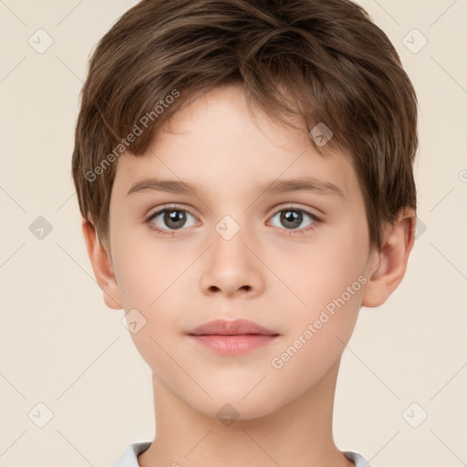 Neutral white child male with short  brown hair and brown eyes