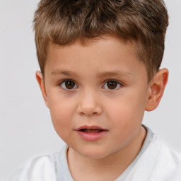 Neutral white child male with short  brown hair and brown eyes