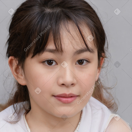 Neutral white child female with medium  brown hair and brown eyes