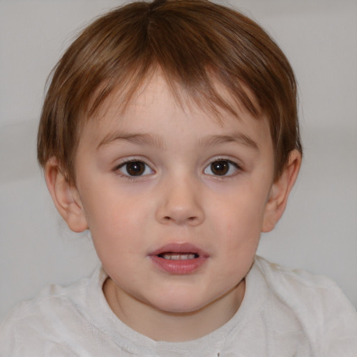 Neutral white child female with short  brown hair and brown eyes