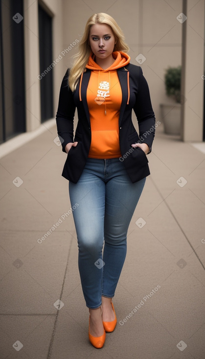 Caucasian adult female with  blonde hair