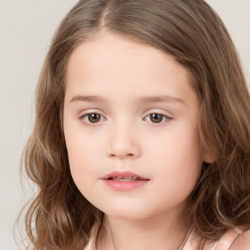 Neutral white child female with medium  brown hair and brown eyes