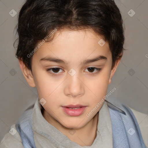 Neutral white child female with short  brown hair and brown eyes