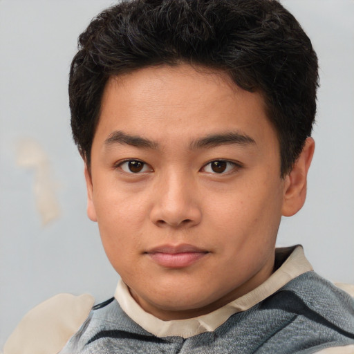 Neutral white child male with short  brown hair and brown eyes