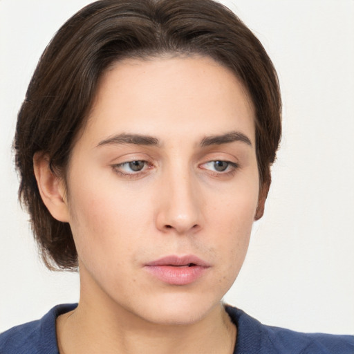 Neutral white young-adult male with medium  brown hair and brown eyes