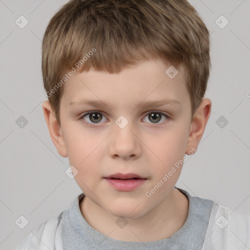 Neutral white child male with short  brown hair and brown eyes