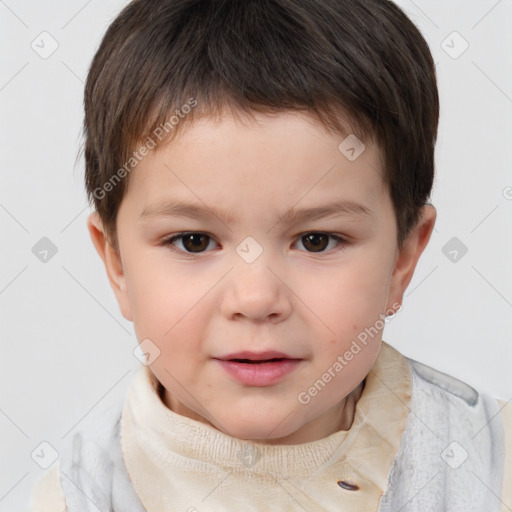 Neutral white child male with short  brown hair and brown eyes