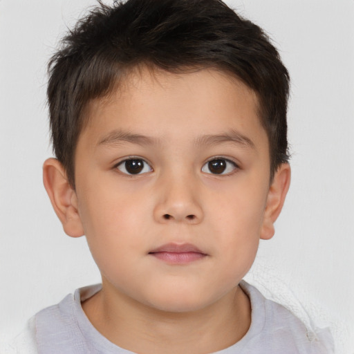 Neutral white child male with short  brown hair and brown eyes