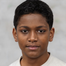 Neutral black young-adult male with short  brown hair and brown eyes