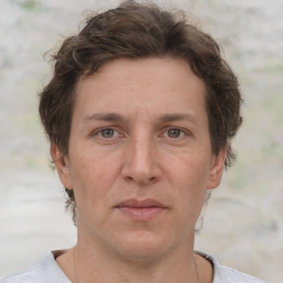 Neutral white adult male with short  brown hair and brown eyes