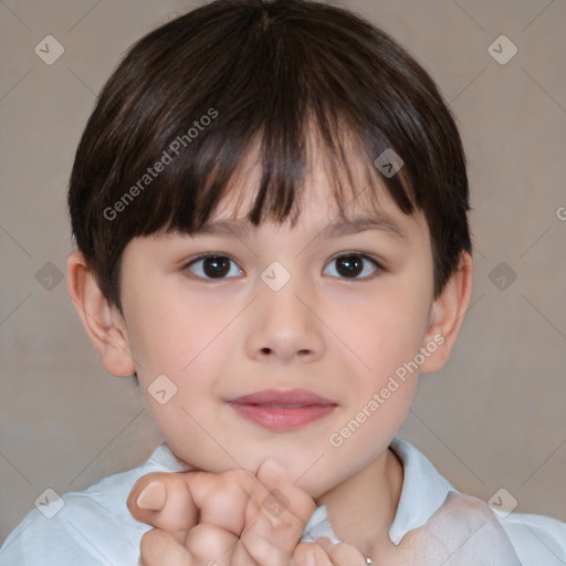 Neutral white child female with short  brown hair and brown eyes