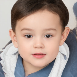 Neutral white child female with short  brown hair and brown eyes