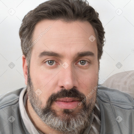 Neutral white adult male with short  brown hair and brown eyes