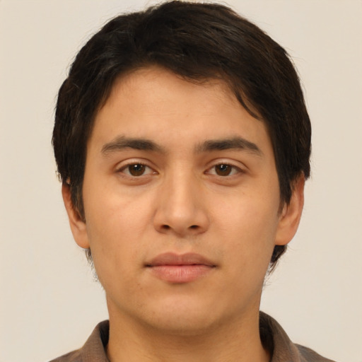 Neutral asian young-adult male with short  brown hair and brown eyes