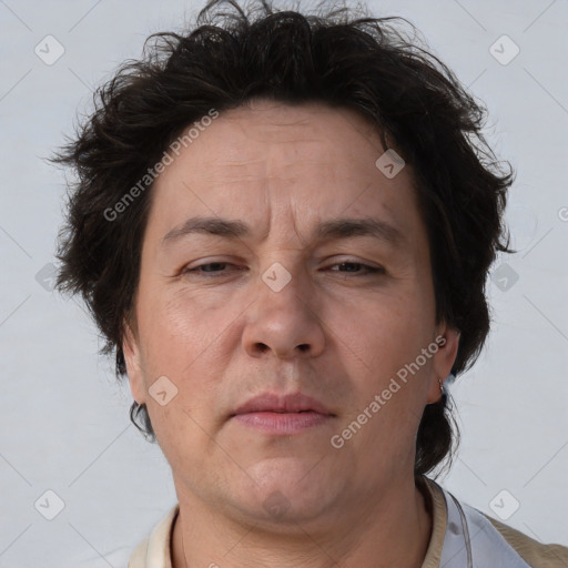 Neutral white adult male with short  brown hair and brown eyes