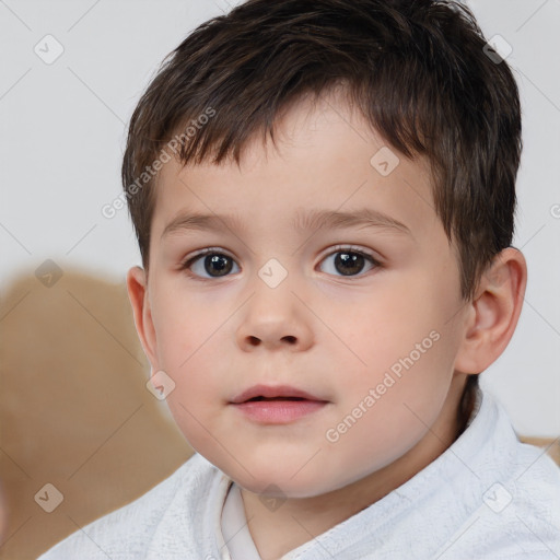 Neutral white child male with short  brown hair and brown eyes