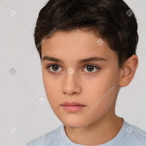 Neutral white child male with short  brown hair and brown eyes