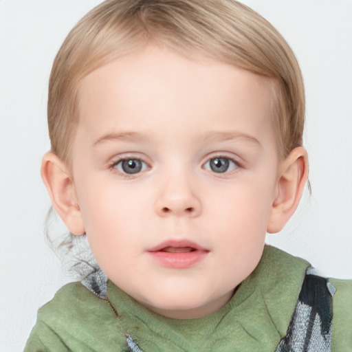 Neutral white child female with medium  brown hair and blue eyes