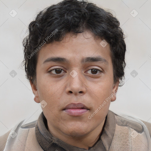 Neutral asian young-adult male with short  brown hair and brown eyes