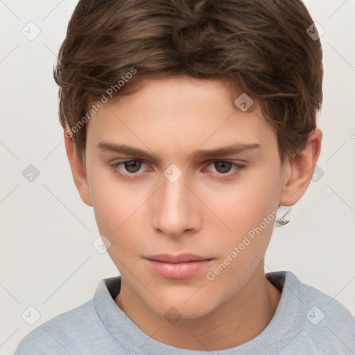 Neutral white child female with short  brown hair and brown eyes