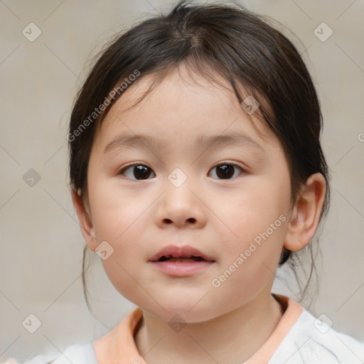 Neutral white child female with medium  brown hair and brown eyes