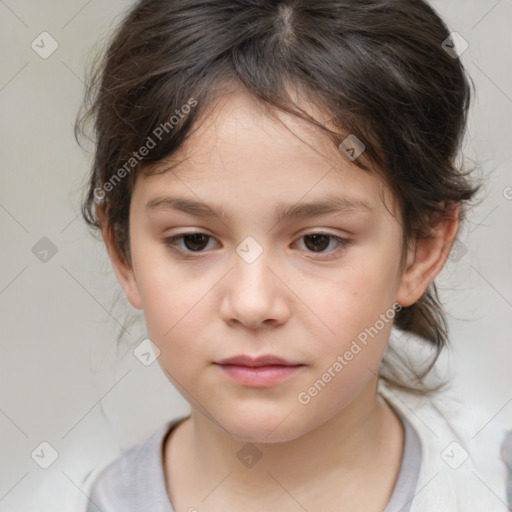 Neutral white child female with medium  brown hair and brown eyes