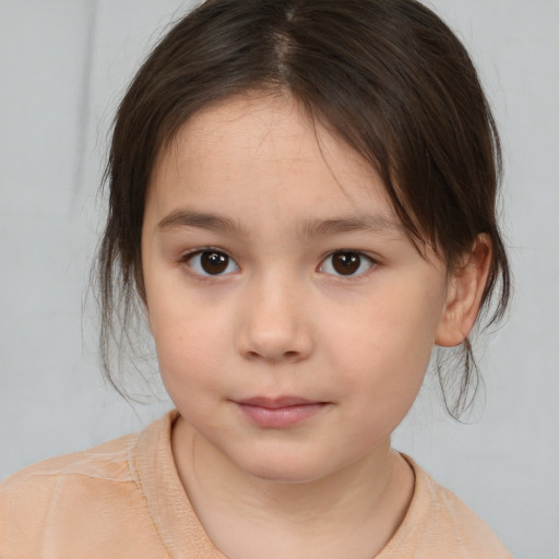 Neutral white child female with medium  brown hair and brown eyes