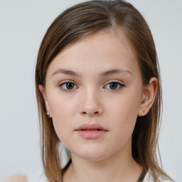 Neutral white child female with medium  brown hair and brown eyes