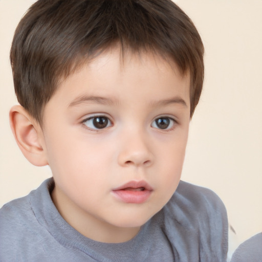 Neutral white child male with short  brown hair and brown eyes