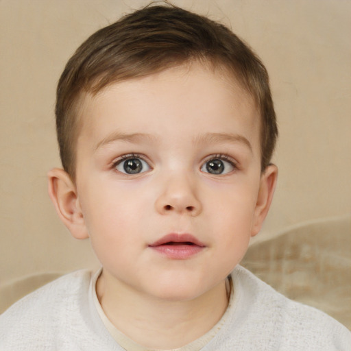 Neutral white child male with short  brown hair and brown eyes