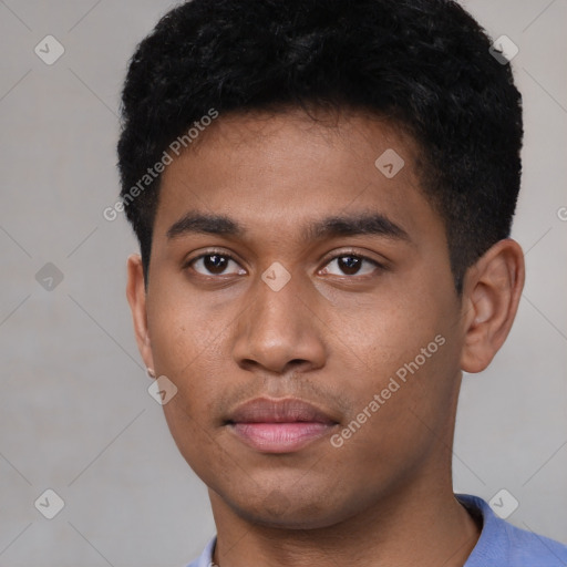 Neutral asian young-adult male with short  brown hair and brown eyes