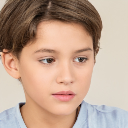 Neutral white child female with short  brown hair and brown eyes