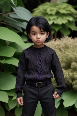 Child male with  black hair