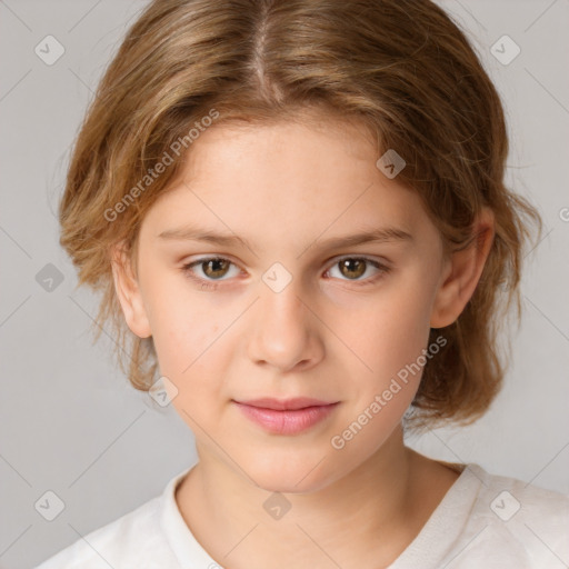 Neutral white child female with medium  brown hair and brown eyes