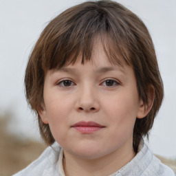 Neutral white child female with medium  brown hair and brown eyes