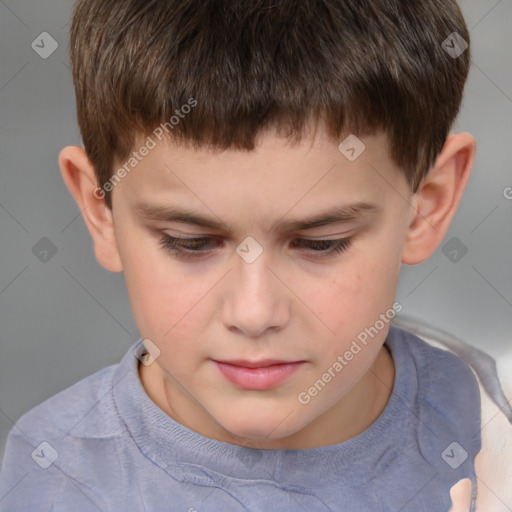 Neutral white child male with short  brown hair and brown eyes