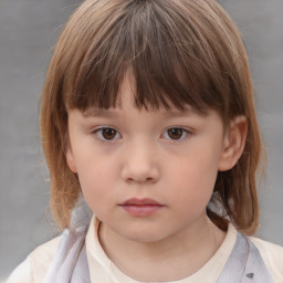 Neutral white child female with medium  brown hair and brown eyes