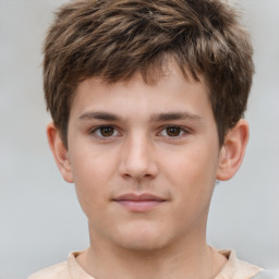 Neutral white child male with short  brown hair and brown eyes