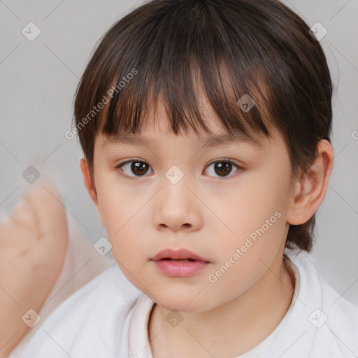 Neutral white child female with medium  brown hair and brown eyes