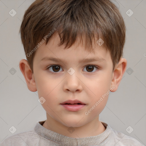 Neutral white child male with short  brown hair and brown eyes