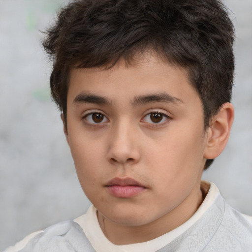 Neutral white child male with short  brown hair and brown eyes