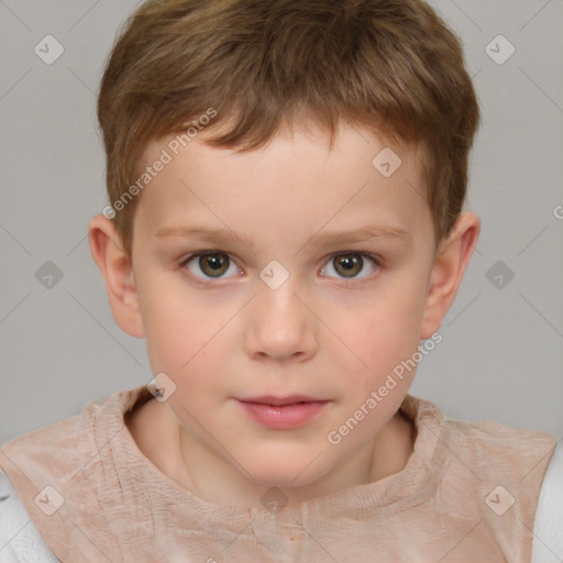 Neutral white child male with short  brown hair and brown eyes