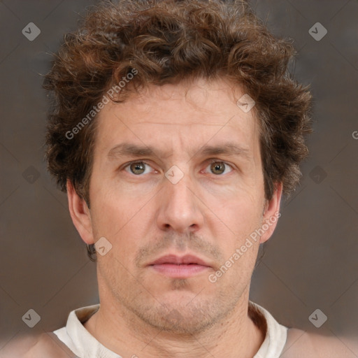 Neutral white adult male with short  brown hair and brown eyes