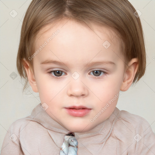 Neutral white child female with medium  brown hair and brown eyes